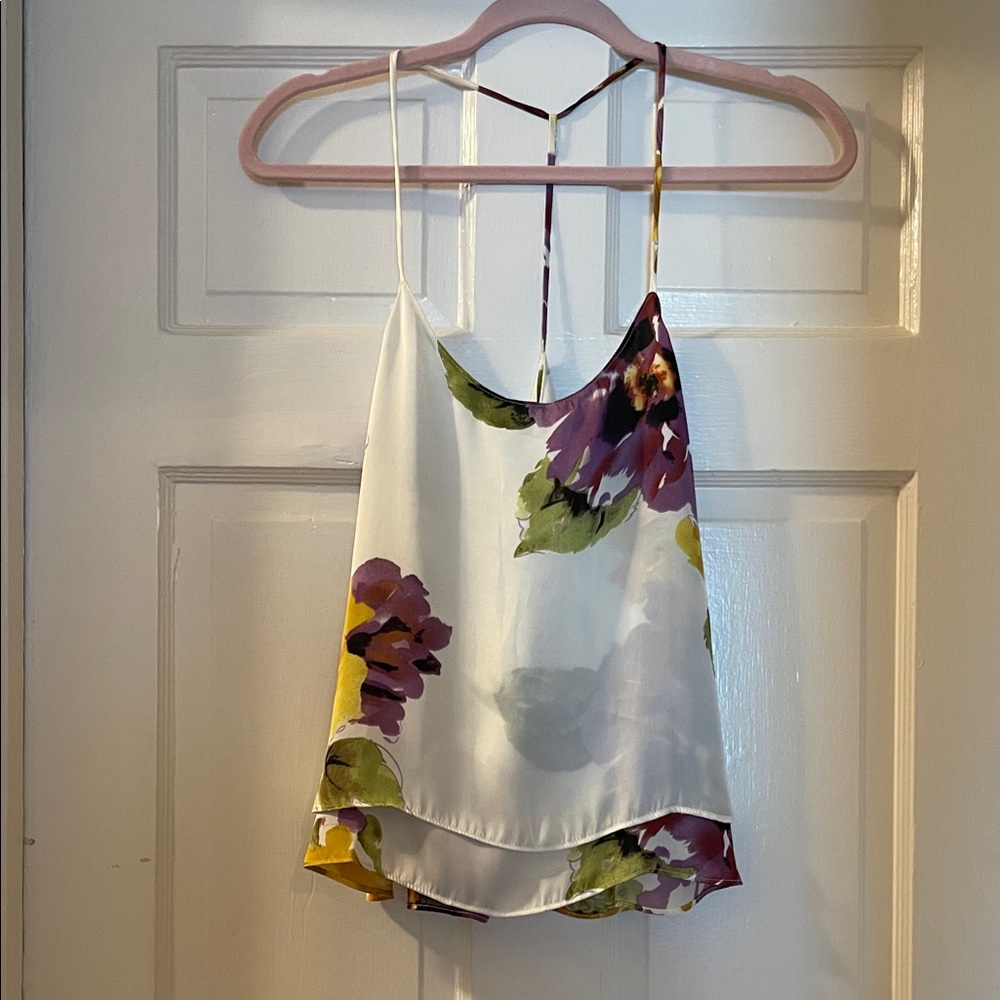 Show Me Your Mumu Floral Spaghetti Strap Top - White, Purple, Yellow